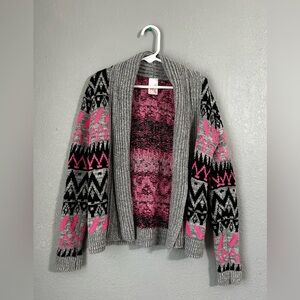 Gray and Pink Patterned girls Sweater
